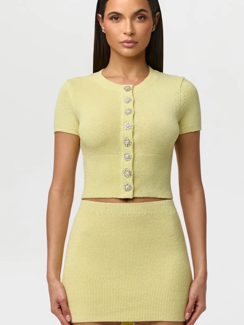 Naked Wardrobe Knit Ribbed Mini Skirt in Melon - Picture 2 of 3